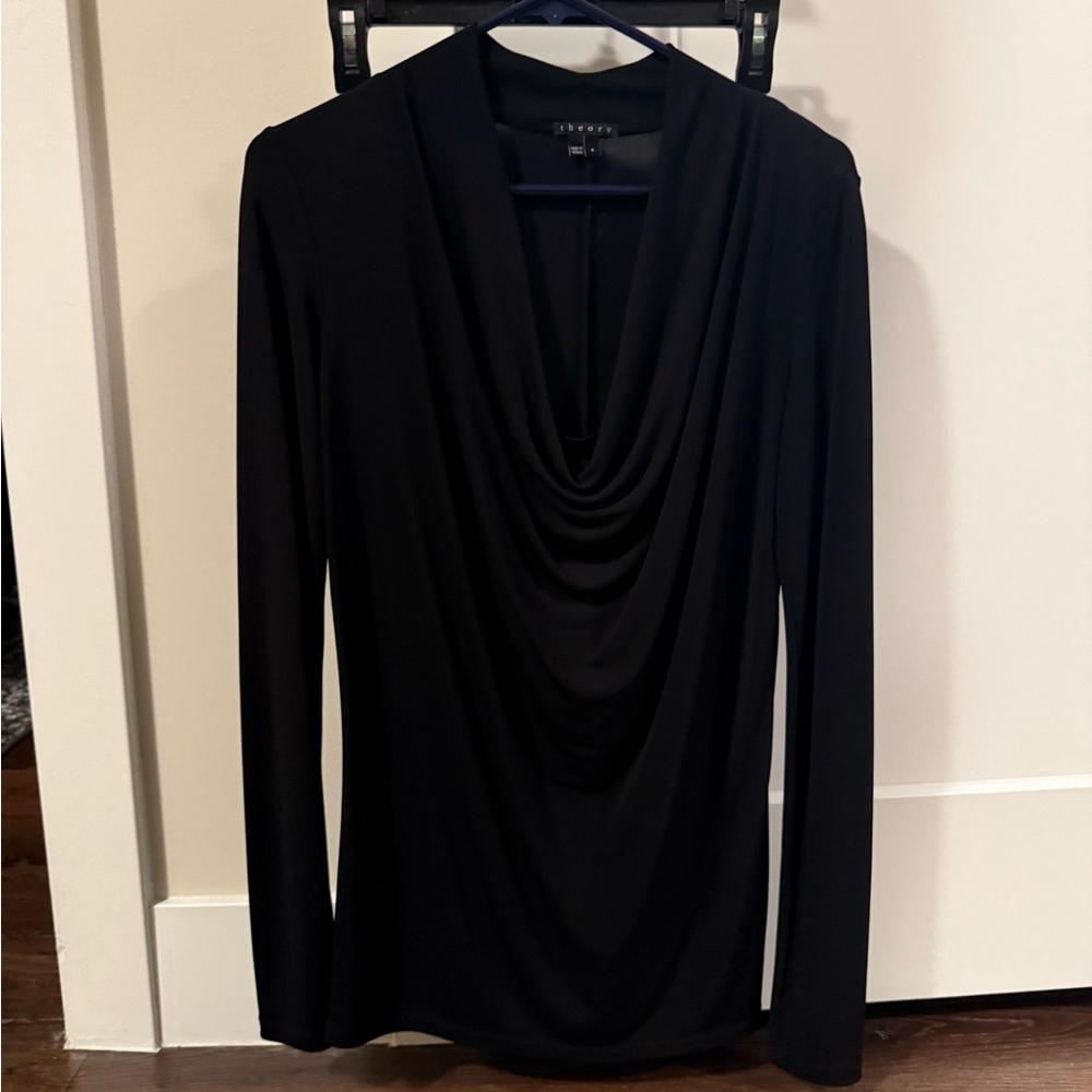 Theory Black Draped Top - S